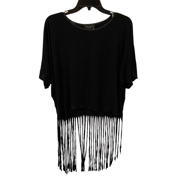 Rome & Juliet Couture Women's Short Sleeve Fringed Top. Black. Medium. Goth. - Picture 1 of 8
